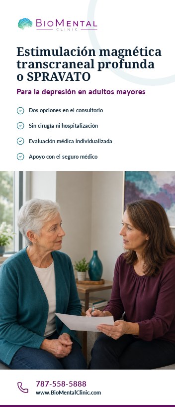 Portada del folleto Estimulación magnética transcraneal profunda o SPRAVATO - Para la depresión en adultos mayores